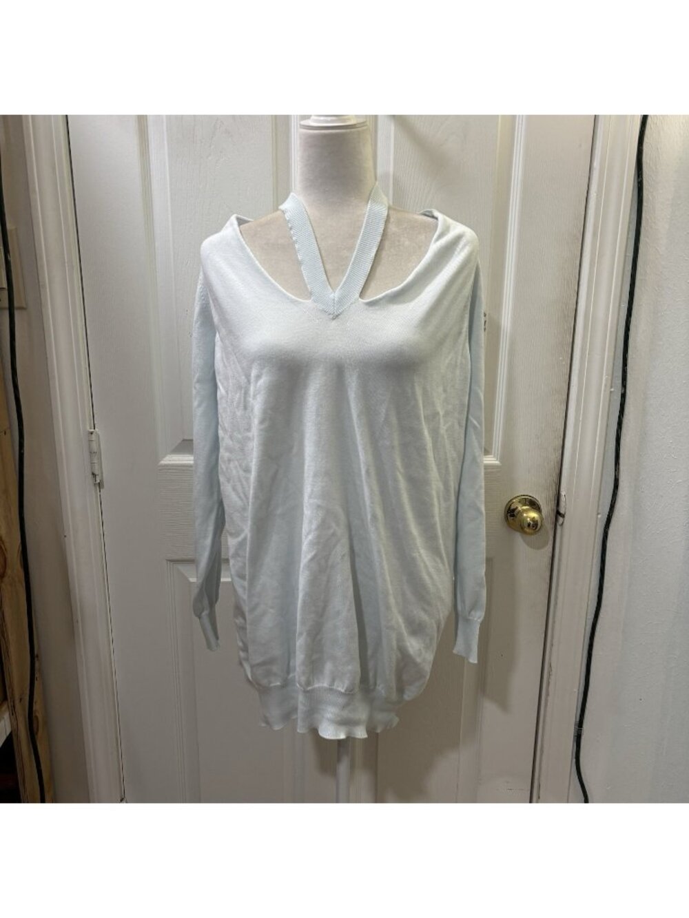 Maison Margiela Oversized Halter V Neck Cutout Knit Sweater Cotton Size Small